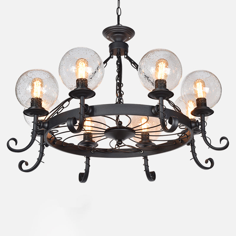 Shaded Handblown Glass Chandelier Pendant Light Vintage Restaurant Hanging Light in Black 8 Black B Clearhalo 'Cast Iron' 'Ceiling Lights' 'Chandeliers' 'Industrial Chandeliers' 'Industrial' 'Metal' 'Middle Century Chandeliers' 'Rustic Chandeliers' 'Tiffany' Lighting' 2217201