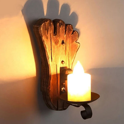 Shaded Glass Wall Lamp Coastal Single-Bulb Restaurant Wall Light Fixture in Wood Wood I Clearhalo 'Industrial wall lights' 'Industrial' 'Middle century wall lights' 'Rustic wall lights' 'Tiffany' 'Wall Lamps & Sconces' 'Wall Lights' Lighting' 2217287