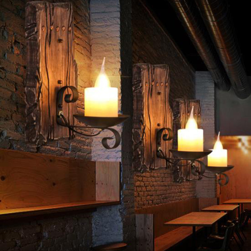 Shaded Glass Wall Lamp Coastal Single-Bulb Restaurant Wall Light Fixture in Wood Wood B Clearhalo 'Industrial wall lights' 'Industrial' 'Middle century wall lights' 'Rustic wall lights' 'Tiffany' 'Wall Lamps & Sconces' 'Wall Lights' Lighting' 2217290
