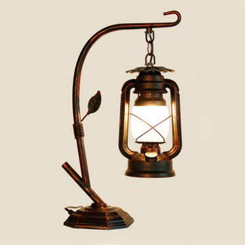Industrial Lantern Hanging Nightstand Lamp 1 Bulb Iron Kerosene Table Lighting for Bedside Clearhalo 'Lamps' 'Table Lamps' Lighting' 2217294