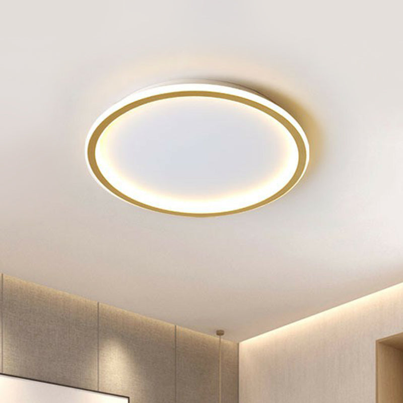 Simplicity Ultrathin Circle Flush Ceiling Light Aluminum Living Room LED Flush Mount Lighting in Gold Clearhalo 'Ceiling Lights' 'Close To Ceiling Lights' 'Close to ceiling' 'Flush mount' Lighting' 2217350