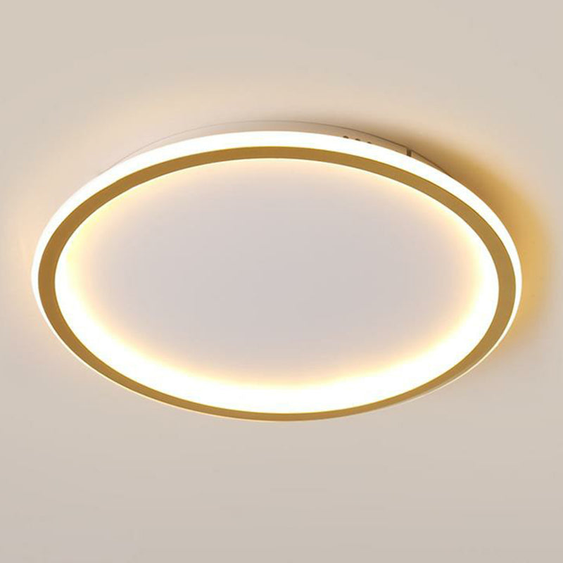 Simplicity Ultrathin Circle Flush Ceiling Light Aluminum Living Room LED Flush Mount Lighting in Gold Gold Warm Clearhalo 'Ceiling Lights' 'Close To Ceiling Lights' 'Close to ceiling' 'Flush mount' Lighting' 2217351