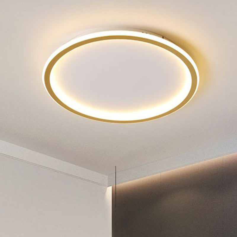Simplicity Ultrathin Circle Flush Ceiling Light Aluminum Living Room LED Flush Mount Lighting in Gold Clearhalo 'Ceiling Lights' 'Close To Ceiling Lights' 'Close to ceiling' 'Flush mount' Lighting' 2217356