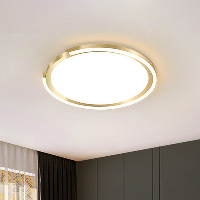 Extra-Thin Circular LED Flush Mount Light Simplicity Metallic Bedroom Flush Mount Ceiling Light in Gold Gold Remote Control Stepless Dimming Clearhalo 'Ceiling Lights' 'Close To Ceiling Lights' 'Close to ceiling' 'Flush mount' Lighting' 2217359
