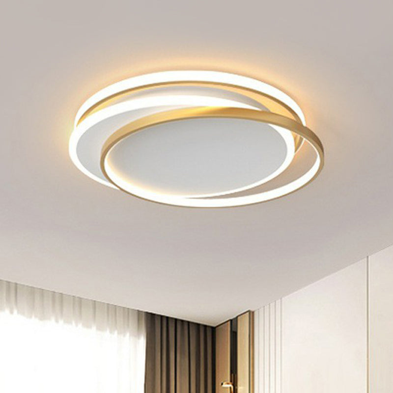 Metallic Ring Flush Light Modern Style LED Flush Ceiling Light Fixture for Bedroom Gold A Clearhalo 'Ceiling Lights' 'Close To Ceiling Lights' 'Close to ceiling' 'Flush mount' Lighting' 2217366