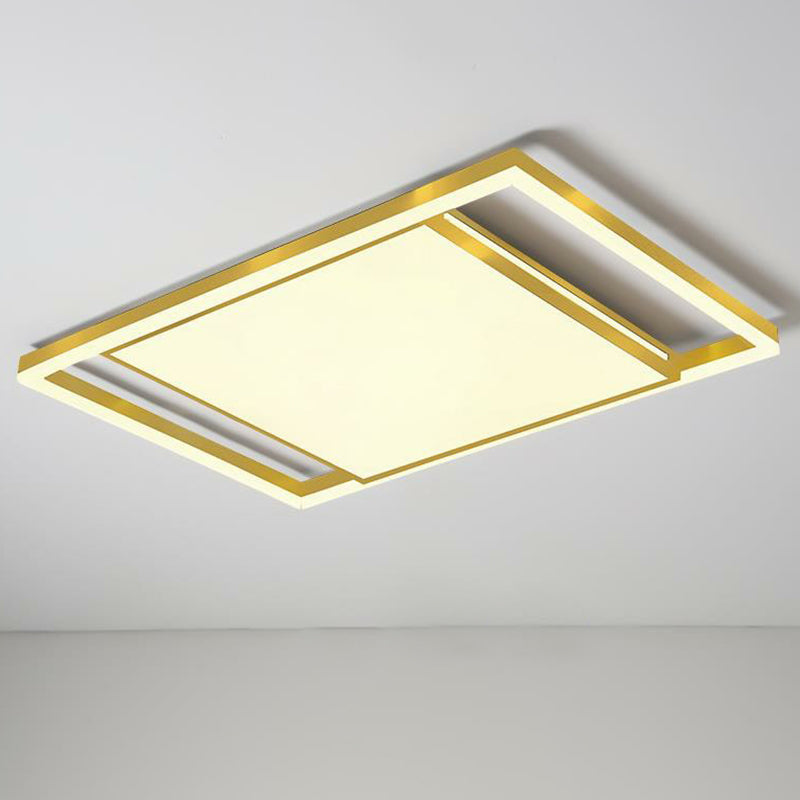 Geometrical Living Room Flush Mount Lighting Acrylic Minimalist LED Flush Mount Fixture in Gold Gold Rectangle Clearhalo 'Ceiling Lights' 'Close To Ceiling Lights' 'Close to ceiling' 'Flush mount' Lighting' 2217370