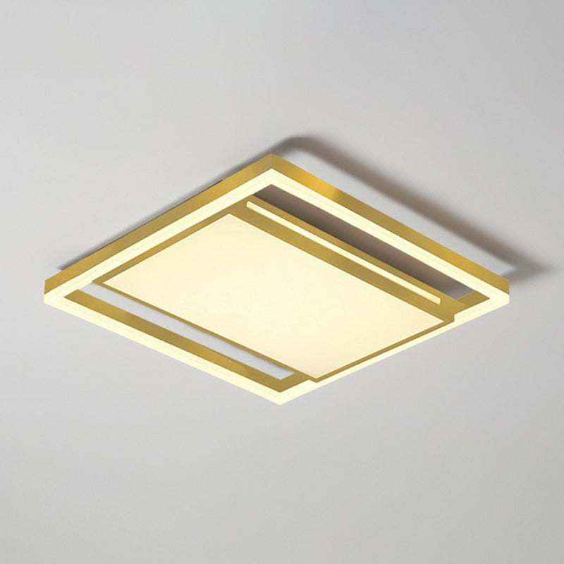 Geometrical Living Room Flush Mount Lighting Acrylic Minimalist LED Flush Mount Fixture in Gold Gold Square Clearhalo 'Ceiling Lights' 'Close To Ceiling Lights' 'Close to ceiling' 'Flush mount' Lighting' 2217371