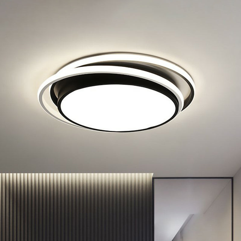 Circular Flush Ceiling Light Contemporary Acrylic Bedroom LED Flush Mount Lighting Fixture in Black Black Clearhalo 'Ceiling Lights' 'Close To Ceiling Lights' 'Close to ceiling' 'Flush mount' Lighting' 2217383
