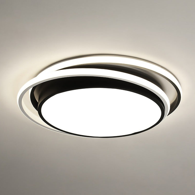 Circular Flush Ceiling Light Contemporary Acrylic Bedroom LED Flush Mount Lighting Fixture in Black Black Warm Clearhalo 'Ceiling Lights' 'Close To Ceiling Lights' 'Close to ceiling' 'Flush mount' Lighting' 2217384