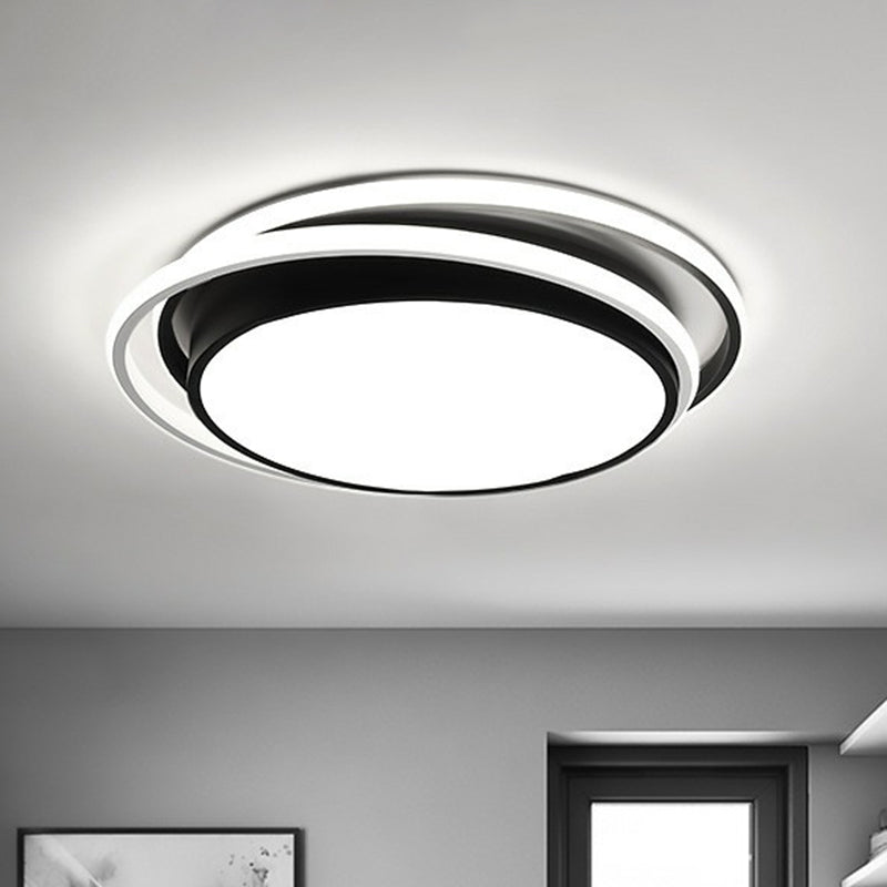 Circular Flush Ceiling Light Contemporary Acrylic Bedroom LED Flush Mount Lighting Fixture in Black Black White Clearhalo 'Ceiling Lights' 'Close To Ceiling Lights' 'Close to ceiling' 'Flush mount' Lighting' 2217385