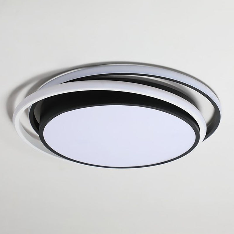 Circular Flush Ceiling Light Contemporary Acrylic Bedroom LED Flush Mount Lighting Fixture in Black Clearhalo 'Ceiling Lights' 'Close To Ceiling Lights' 'Close to ceiling' 'Flush mount' Lighting' 2217386