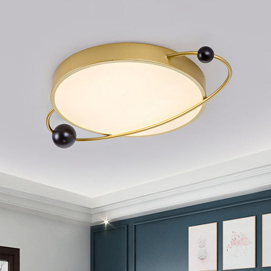 Planet Shaped LED Flush Mount Modern Metallic Living Room Flushmount Ceiling Light with Acrylic Diffuser Gold Clearhalo 'Ceiling Lights' 'Close To Ceiling Lights' 'Close to ceiling' 'Flush mount' Lighting' 2217404