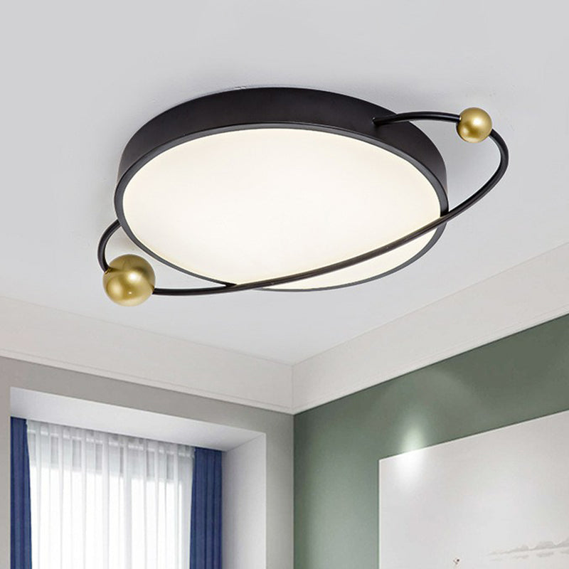 Planet Shaped LED Flush Mount Modern Metallic Living Room Flushmount Ceiling Light with Acrylic Diffuser Black Clearhalo 'Ceiling Lights' 'Close To Ceiling Lights' 'Close to ceiling' 'Flush mount' Lighting' 2217406