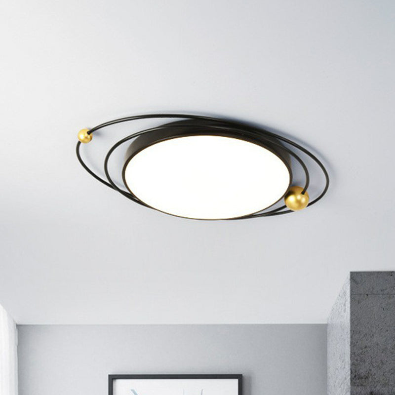 Metal Planet Flush Ceiling Light Contemporary Living Room LED Flush Mount Lighting Fixture Black White Clearhalo 'Ceiling Lights' 'Close To Ceiling Lights' 'Close to ceiling' 'Flush mount' Lighting' 2217410