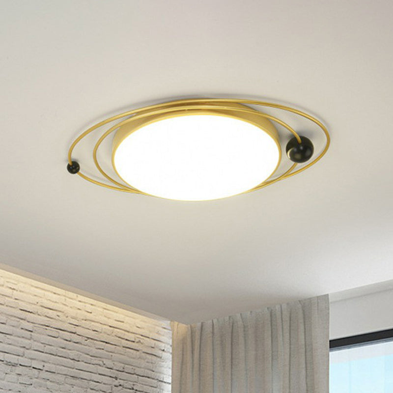 Metal Planet Flush Ceiling Light Contemporary Living Room LED Flush Mount Lighting Fixture Gold White Clearhalo 'Ceiling Lights' 'Close To Ceiling Lights' 'Close to ceiling' 'Flush mount' Lighting' 2217412