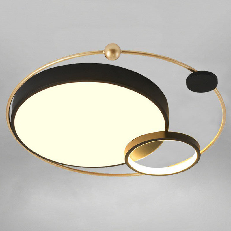 Planet Shaped Flush Light Modern Style Metal Bedroom LED Flush Ceiling Light Fixture Gold-Black Third Gear Clearhalo 'Ceiling Lights' 'Close To Ceiling Lights' 'Close to ceiling' 'Flush mount' Lighting' 2217423