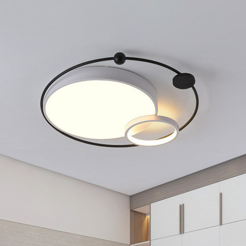 Planet Shaped Flush Light Modern Style Metal Bedroom LED Flush Ceiling Light Fixture Black-White Third Gear Clearhalo 'Ceiling Lights' 'Close To Ceiling Lights' 'Close to ceiling' 'Flush mount' Lighting' 2217424