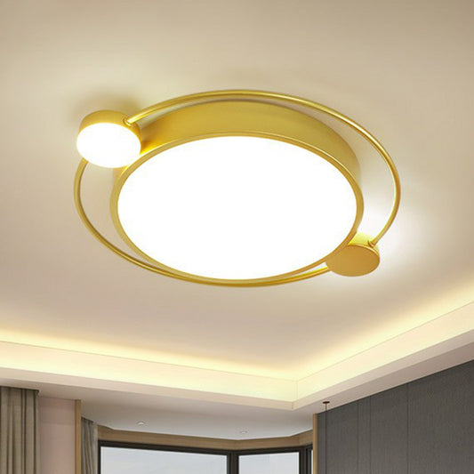 Round Shade Bedroom LED Flush Mount Acrylic Modern Flushmount Ceiling Light in Gold Gold Clearhalo 'Ceiling Lights' 'Close To Ceiling Lights' 'Close to ceiling' 'Flush mount' Lighting' 2217433