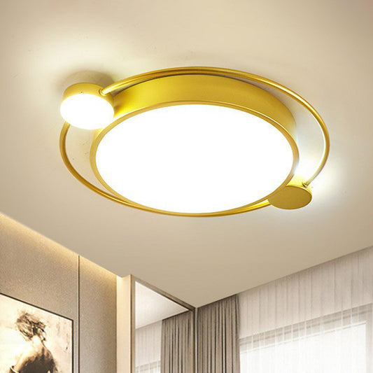 Round Shade Bedroom LED Flush Mount Acrylic Modern Flushmount Ceiling Light in Gold Gold Third Gear Clearhalo 'Ceiling Lights' 'Close To Ceiling Lights' 'Close to ceiling' 'Flush mount' Lighting' 2217434