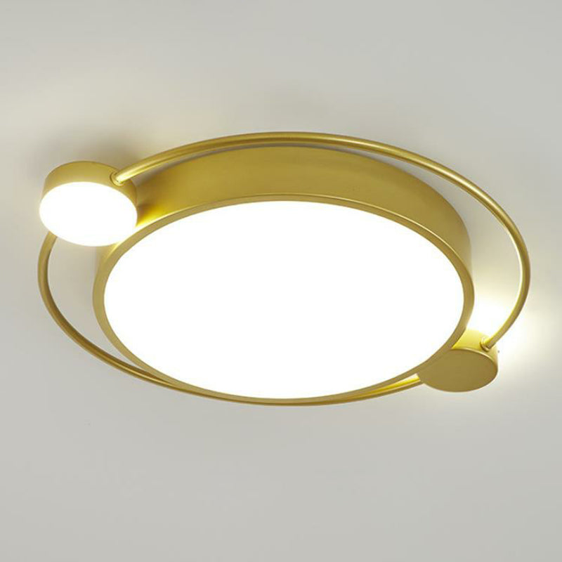 Round Shade Bedroom LED Flush Mount Acrylic Modern Flushmount Ceiling Light in Gold Gold Warm Clearhalo 'Ceiling Lights' 'Close To Ceiling Lights' 'Close to ceiling' 'Flush mount' Lighting' 2217436