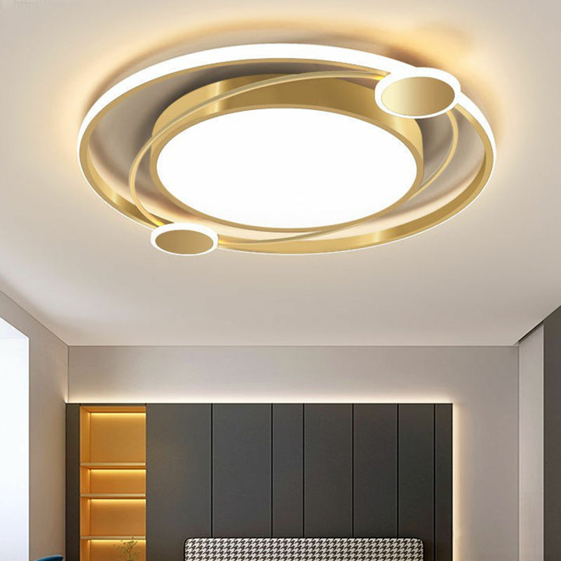 Nordic Style Planet Flush Ceiling Light Metal Living Room LED Flush Mount Lighting Fixture in Gold Gold Remote Control Stepless Dimming Clearhalo 'Ceiling Lights' 'Close To Ceiling Lights' 'Close to ceiling' 'Flush mount' Lighting' 2217438