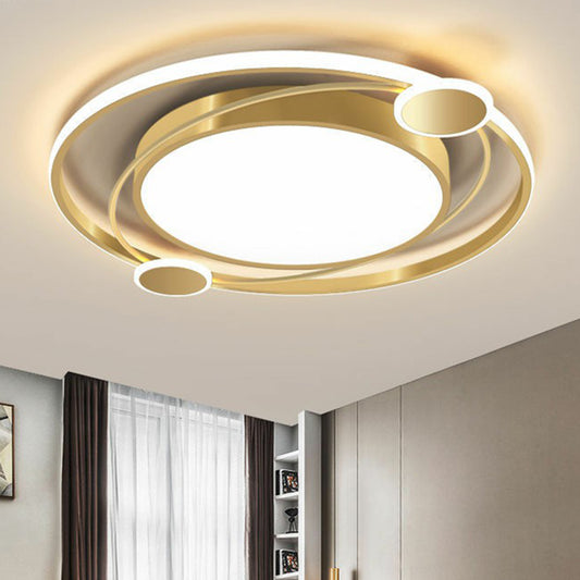Nordic Style Planet Flush Ceiling Light Metal Living Room LED Flush Mount Lighting Fixture in Gold Gold Warm Clearhalo 'Ceiling Lights' 'Close To Ceiling Lights' 'Close to ceiling' 'Flush mount' Lighting' 2217439