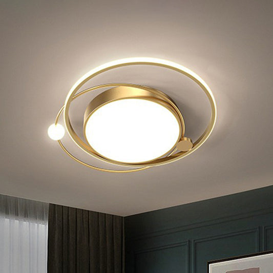 Acrylic Circular Flush Light Modern Style LED Flush Ceiling Light Fixture for Bedroom Gold Clearhalo 'Ceiling Lights' 'Close To Ceiling Lights' 'Close to ceiling' 'Flush mount' Lighting' 2217449