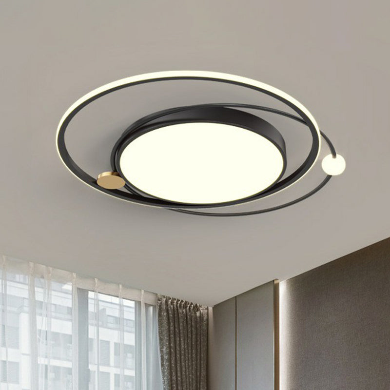 Acrylic Circular Flush Light Modern Style LED Flush Ceiling Light Fixture for Bedroom Black Clearhalo 'Ceiling Lights' 'Close To Ceiling Lights' 'Close to ceiling' 'Flush mount' Lighting' 2217454