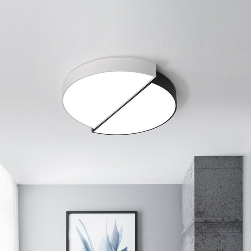 Splicing Round Acrylic Flush Mount Lighting Minimalist Black and White LED Flush Mount Fixture Black-White Third Gear Clearhalo 'Ceiling Lights' 'Close To Ceiling Lights' 'Close to ceiling' 'Flush mount' Lighting' 2217457