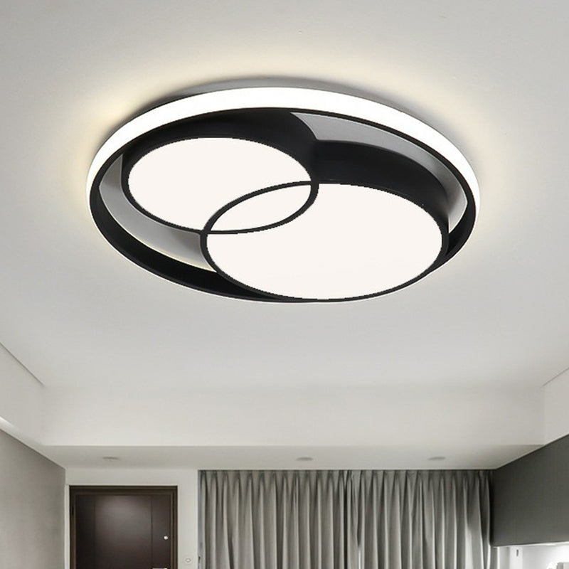 Aluminum Round LED Flush Mount Nordic Style Black Flushmount Ceiling Light for Bedroom Black Remote Control Stepless Dimming Clearhalo 'Ceiling Lights' 'Close To Ceiling Lights' 'Close to ceiling' 'Flush mount' Lighting' 2217489