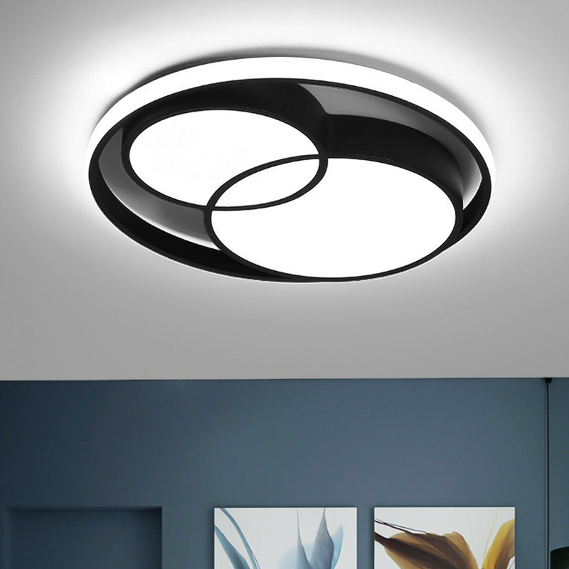 Aluminum Round LED Flush Mount Nordic Style Black Flushmount Ceiling Light for Bedroom Black White Clearhalo 'Ceiling Lights' 'Close To Ceiling Lights' 'Close to ceiling' 'Flush mount' Lighting' 2217490