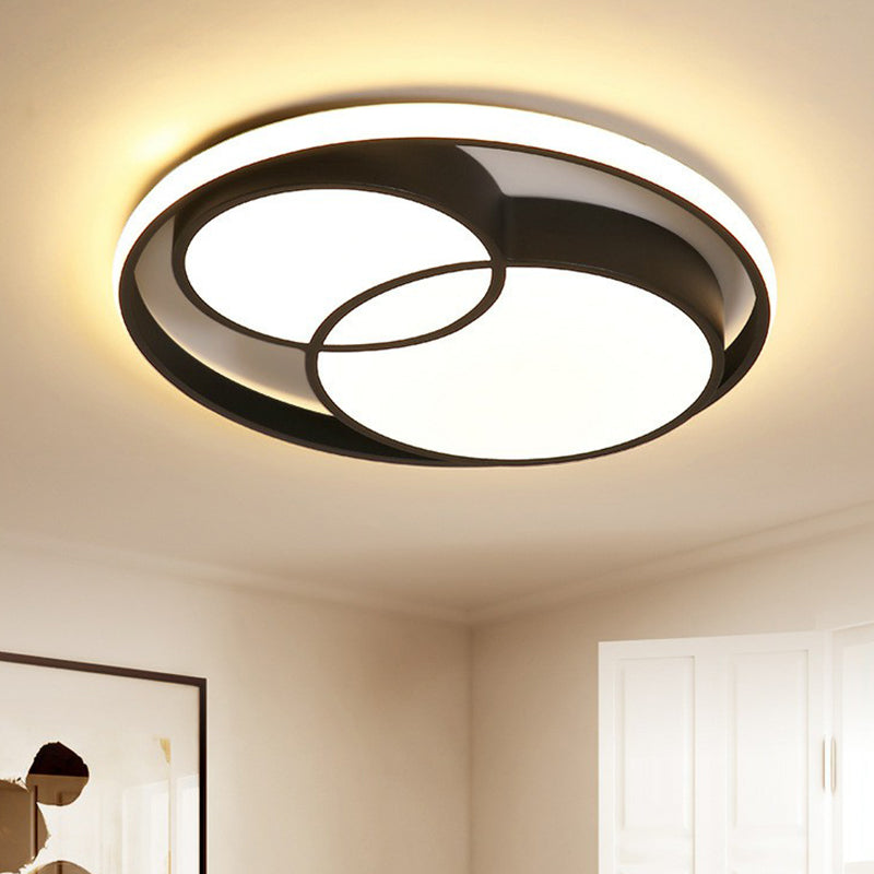 Aluminum Round LED Flush Mount Nordic Style Black Flushmount Ceiling Light for Bedroom Black Warm Clearhalo 'Ceiling Lights' 'Close To Ceiling Lights' 'Close to ceiling' 'Flush mount' Lighting' 2217491