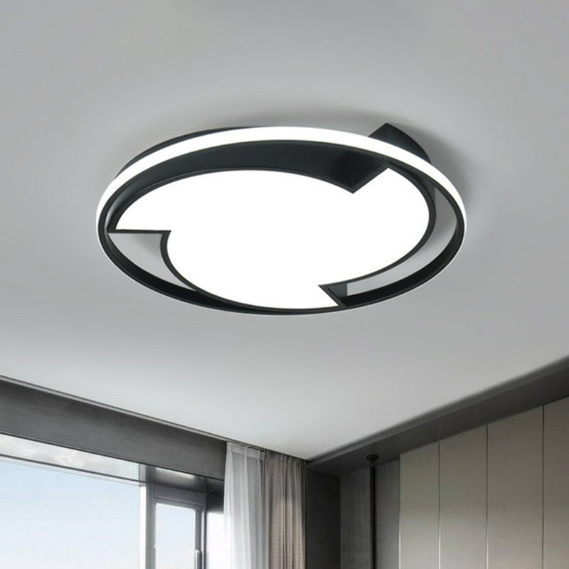 Circle Aluminum Flush Ceiling Light Contemporary Black LED Flush Mount Lighting Fixture Black Remote Control Stepless Dimming Clearhalo 'Ceiling Lights' 'Close To Ceiling Lights' 'Close to ceiling' 'Flush mount' Lighting' 2217495