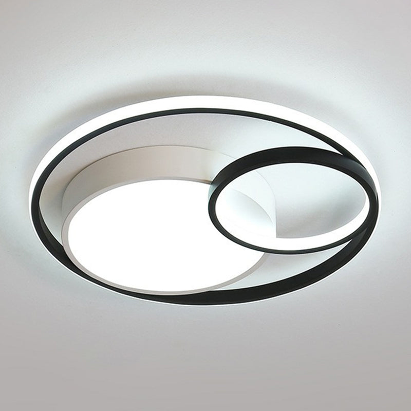 Modern Style Circle Flush Light Acrylic Study Room LED Flush Ceiling Light Fixture Black White Clearhalo 'Ceiling Lights' 'Close To Ceiling Lights' 'Close to ceiling' 'Flush mount' Lighting' 2217506