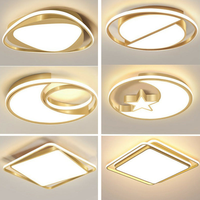 Geometrical Flush Mount Lighting Minimalist Acrylic Bedroom LED Flush Mount Fixture in Gold Clearhalo 'Ceiling Lights' 'Close To Ceiling Lights' 'Close to ceiling' 'Flush mount' Lighting' 2217513