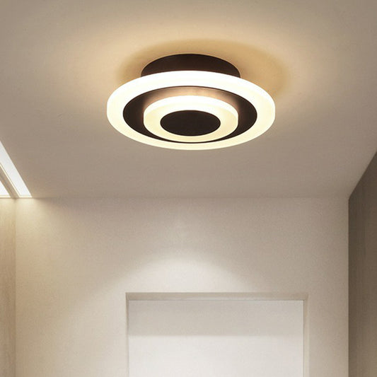Round Corridor LED Flush Mount Light Acrylic Simplicity Flush Mount Ceiling Light Black Clearhalo 'Ceiling Lights' 'Close To Ceiling Lights' 'Close to ceiling' 'Flush mount' Lighting' 2217564