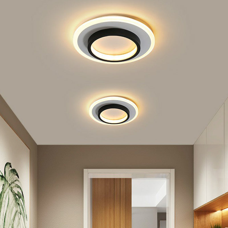 Nordic Style Geometrical Flush Light Acrylic Corridor LED Flush Ceiling Light Fixture Black-White Round Clearhalo 'Ceiling Lights' 'Close To Ceiling Lights' 'Close to ceiling' 'Flush mount' Lighting' 2217571