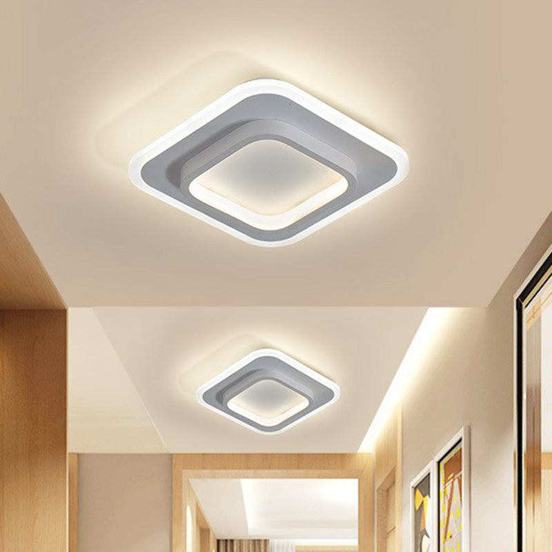 Nordic Style Geometrical Flush Light Acrylic Corridor LED Flush Ceiling Light Fixture White Square Plate Clearhalo 'Ceiling Lights' 'Close To Ceiling Lights' 'Close to ceiling' 'Flush mount' Lighting' 2217572