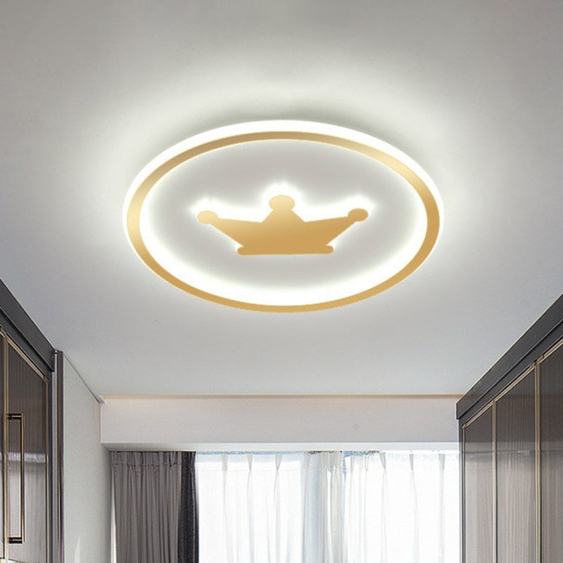 Crown Bedroom Flush Ceiling Light Acrylic Contemporary LED Flush Mount Lighting with Halo Ring Gold Clearhalo 'Ceiling Lights' 'Close To Ceiling Lights' 'Close to ceiling' 'Flush mount' Lighting' 2217585
