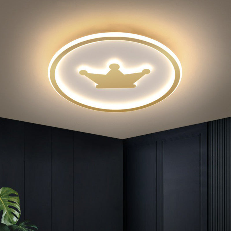 Crown Bedroom Flush Ceiling Light Acrylic Contemporary LED Flush Mount Lighting with Halo Ring Gold Clearhalo 'Ceiling Lights' 'Close To Ceiling Lights' 'Close to ceiling' 'Flush mount' Lighting' 2217587
