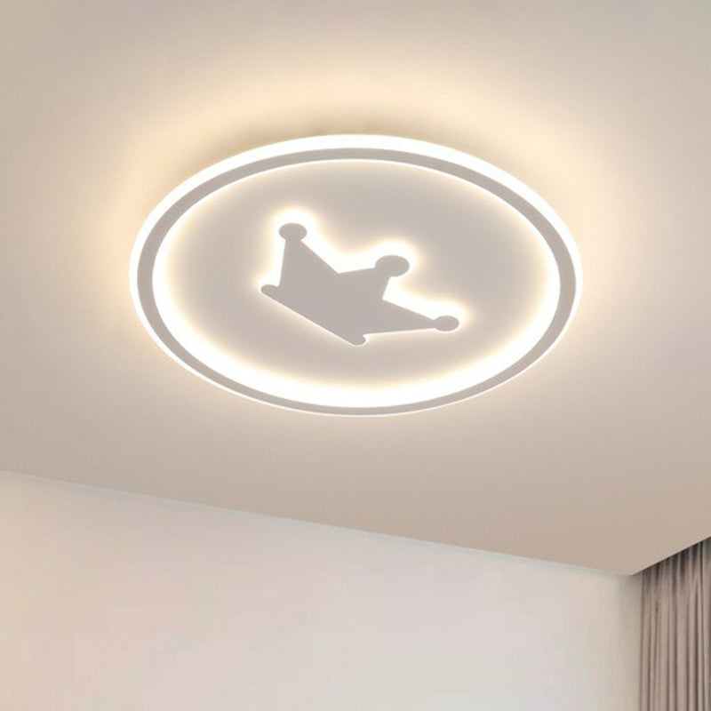Crown Bedroom Flush Ceiling Light Acrylic Contemporary LED Flush Mount Lighting with Halo Ring White Clearhalo 'Ceiling Lights' 'Close To Ceiling Lights' 'Close to ceiling' 'Flush mount' Lighting' 2217590