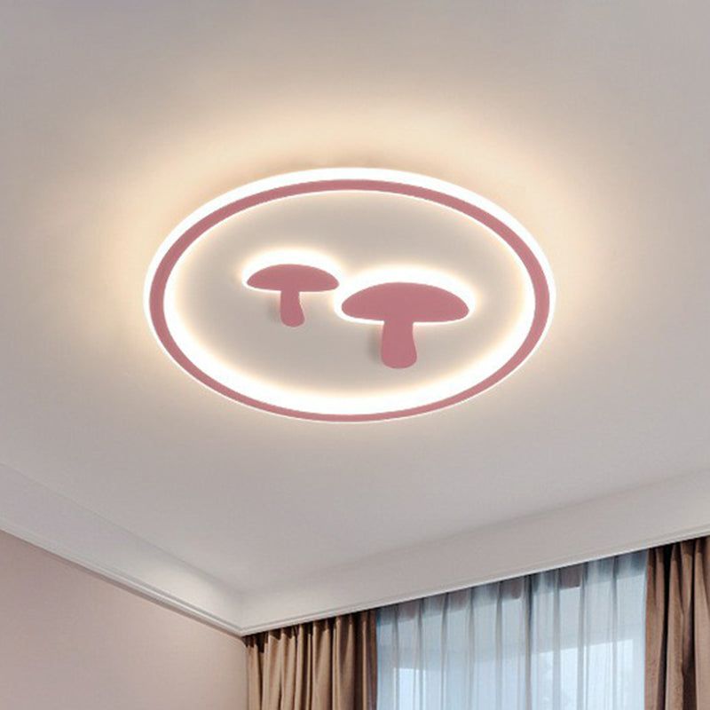 Cartoon Mushroom LED Flush Mount Light Acrylic Bedroom Flush Mount Ceiling Light with Halo Ring Pink Clearhalo 'Ceiling Lights' 'Close To Ceiling Lights' 'Close to ceiling' 'Flush mount' Lighting' 2217591