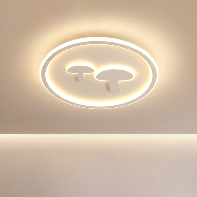 Cartoon Mushroom LED Flush Mount Light Acrylic Bedroom Flush Mount Ceiling Light with Halo Ring White Clearhalo 'Ceiling Lights' 'Close To Ceiling Lights' 'Close to ceiling' 'Flush mount' Lighting' 2217596