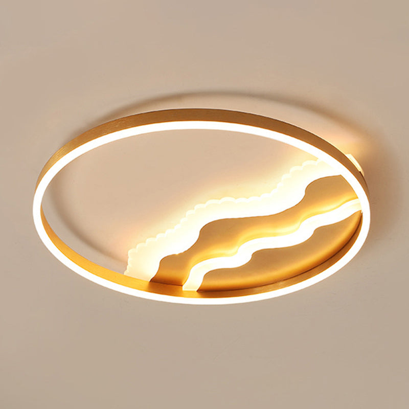 Wavy Flush Light Modern Style Acrylic Bedroom LED Flush Ceiling Light Fixture in Gold Clearhalo 'Ceiling Lights' 'Close To Ceiling Lights' 'Close to ceiling' 'Flush mount' Lighting' 2217601