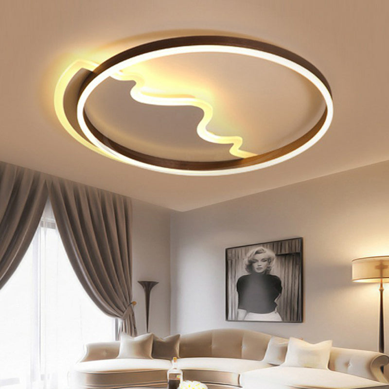 Acrylic Ring Flush Mount Lighting Minimalist Coffee LED Flush Mount Fixture for Living Room Coffee Warm Clearhalo 'Ceiling Lights' 'Close To Ceiling Lights' 'Close to ceiling' 'Flush mount' Lighting' 2217603