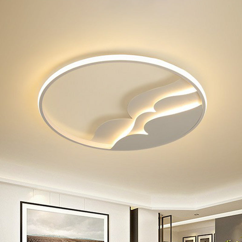 Wave Metal LED Flush Mount Modern Style White Flushmount Ceiling Light with Halo Ring for Bedroom White Remote Control Stepless Dimming Clearhalo 'Ceiling Lights' 'Close To Ceiling Lights' 'Close to ceiling' 'Flush mount' Lighting' 2217607