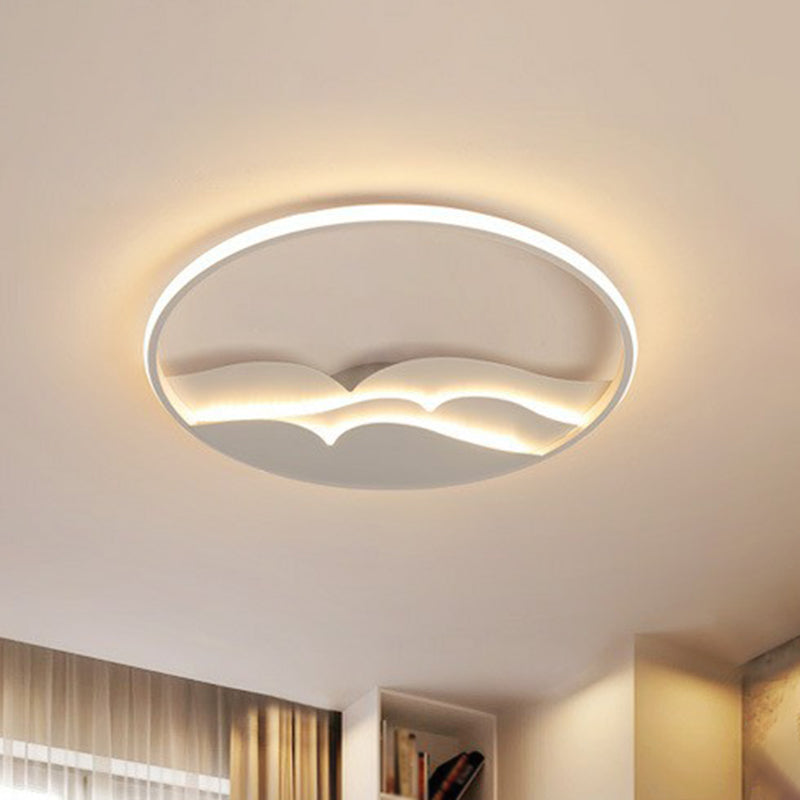 Wave Metal LED Flush Mount Modern Style White Flushmount Ceiling Light with Halo Ring for Bedroom White Warm Clearhalo 'Ceiling Lights' 'Close To Ceiling Lights' 'Close to ceiling' 'Flush mount' Lighting' 2217608