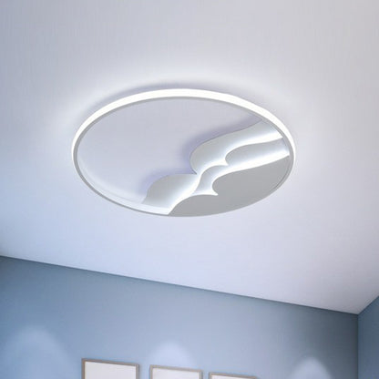 Wave Metal LED Flush Mount Modern Style White Flushmount Ceiling Light with Halo Ring for Bedroom White White Clearhalo 'Ceiling Lights' 'Close To Ceiling Lights' 'Close to ceiling' 'Flush mount' Lighting' 2217609