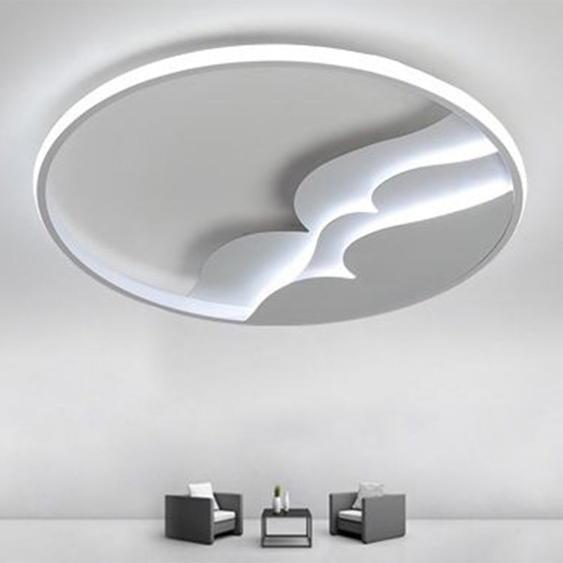 Wave Metal LED Flush Mount Modern Style White Flushmount Ceiling Light with Halo Ring for Bedroom Clearhalo 'Ceiling Lights' 'Close To Ceiling Lights' 'Close to ceiling' 'Flush mount' Lighting' 2217613