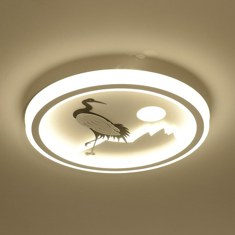 Circular Bedroom Flush Ceiling Light Metal Nordic Style LED Flush Mount Lighting Fixture in White White Crane Clearhalo 'Ceiling Lights' 'Close To Ceiling Lights' 'Close to ceiling' 'Flush mount' Lighting' 2217627